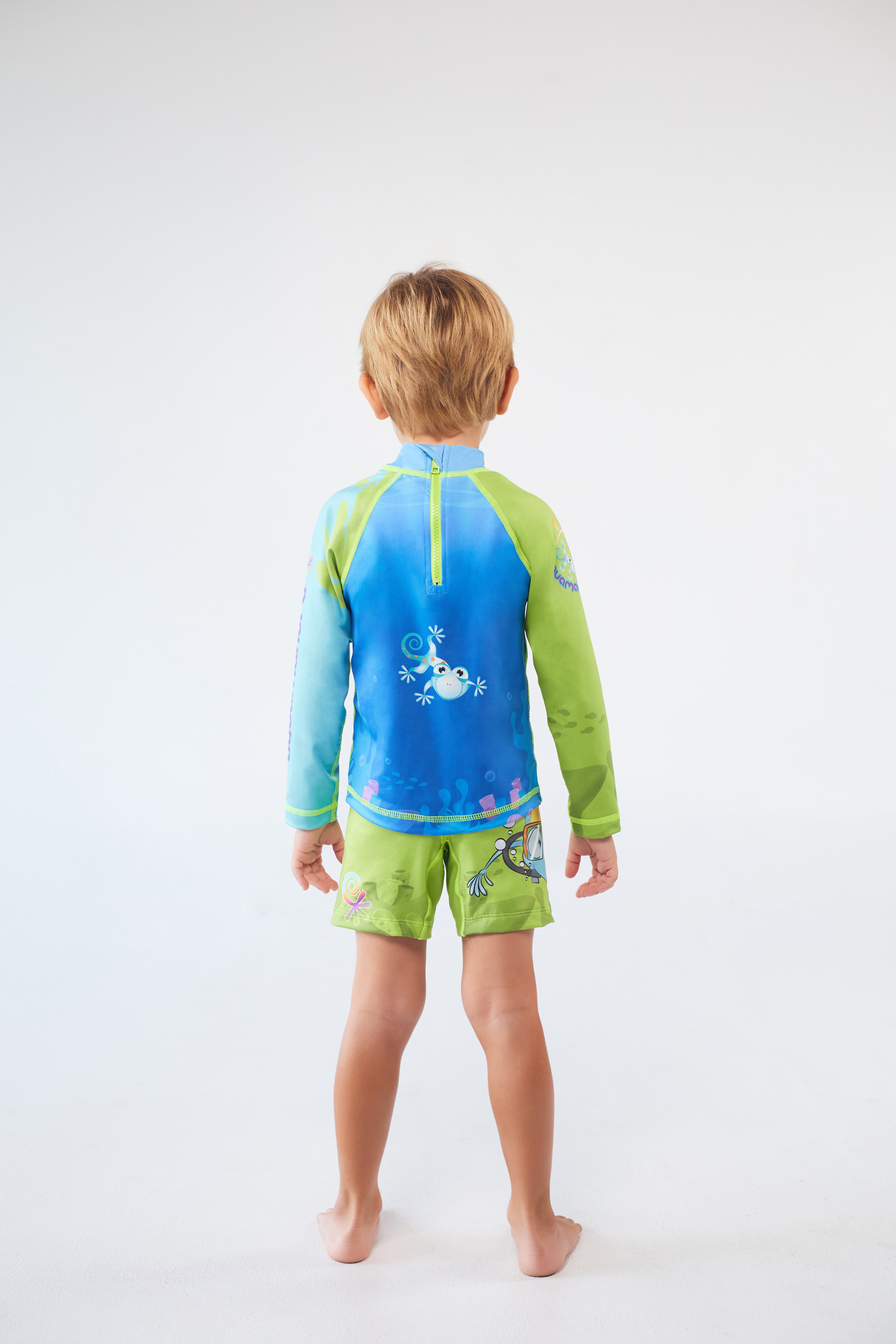 Set Rash Guard Niño Buceando – Verde/Azul