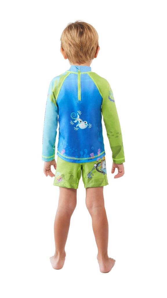 Set Rash Guard Niño Buceando – Verde/Azul