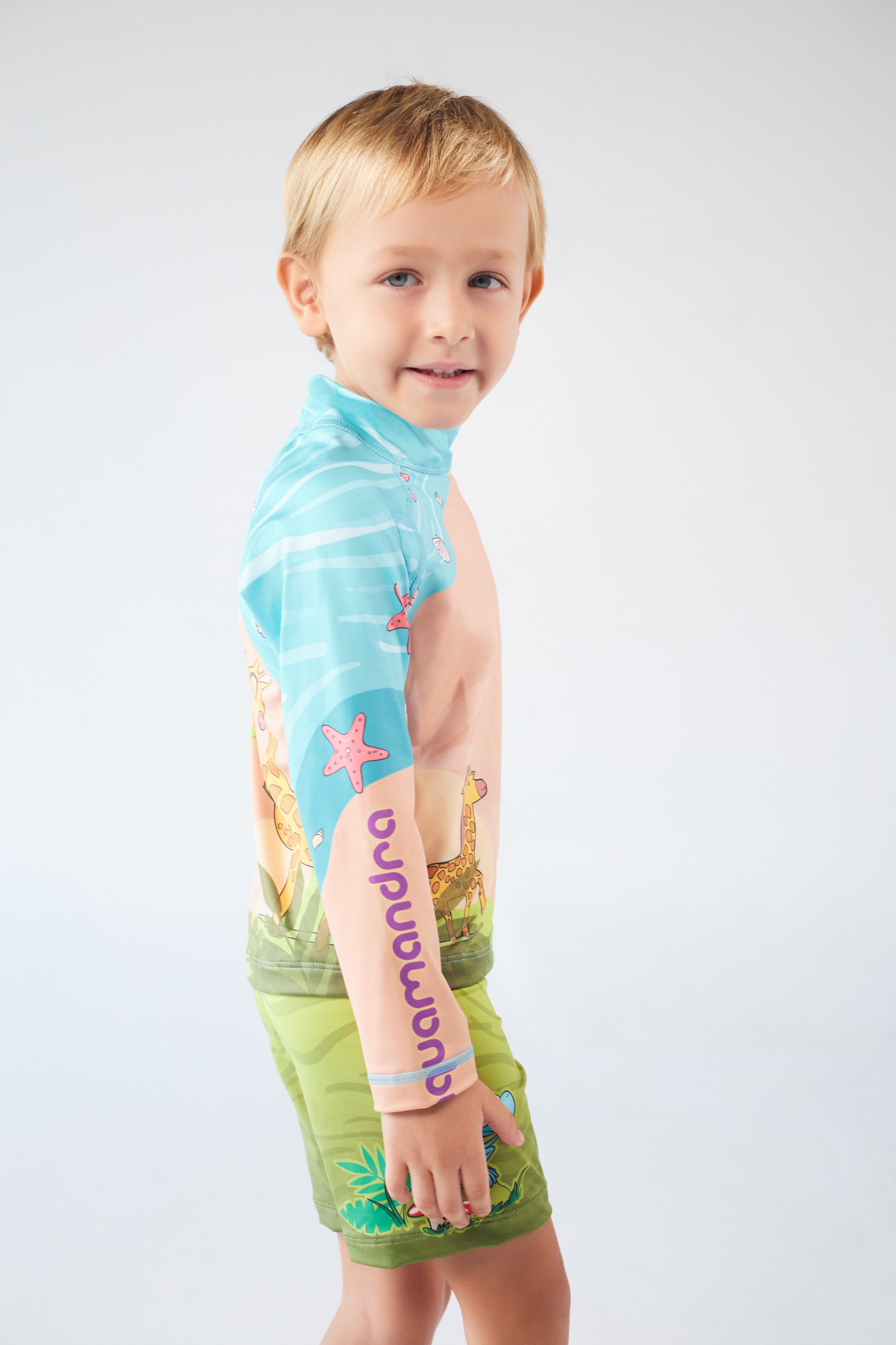 Set Rash Guard Niño Escalador – Verde/Arena
