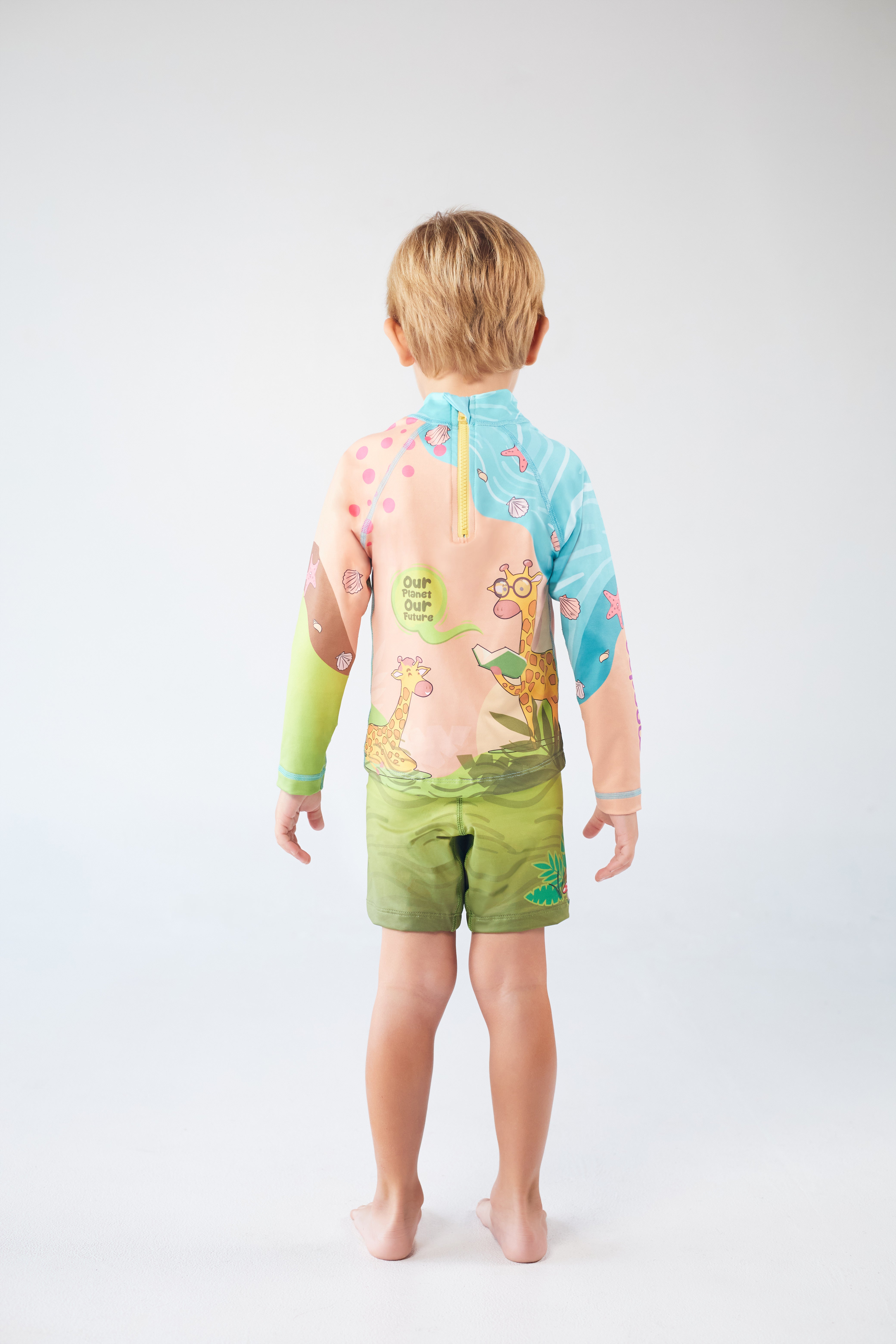 Set Rash Guard Niño Escalador – Verde/Arena