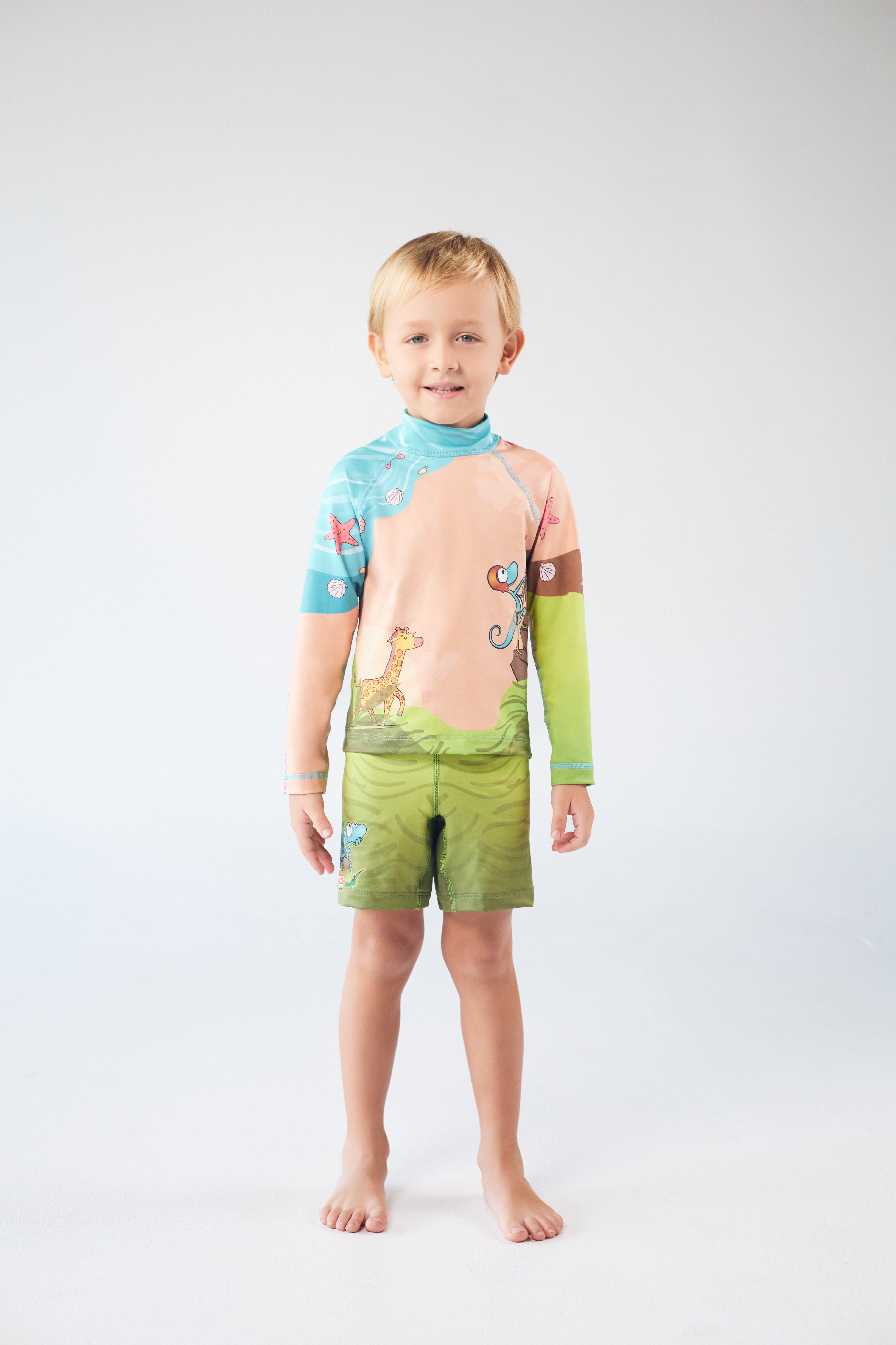 Set Rash Guard Niño Escalador – Verde/Arena