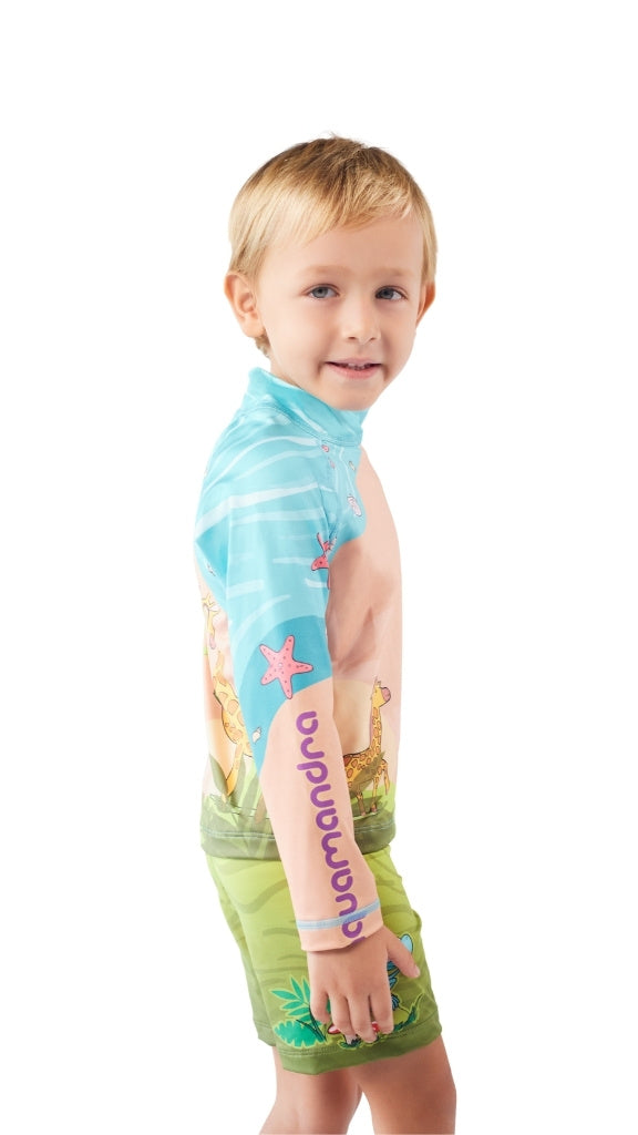 Set Rash Guard Niño Escalador – Verde/Arena