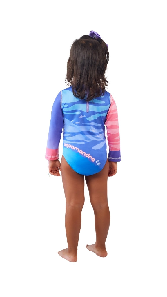 Traje de Baño Enterizo Niña Buceando – Lila/Rosa