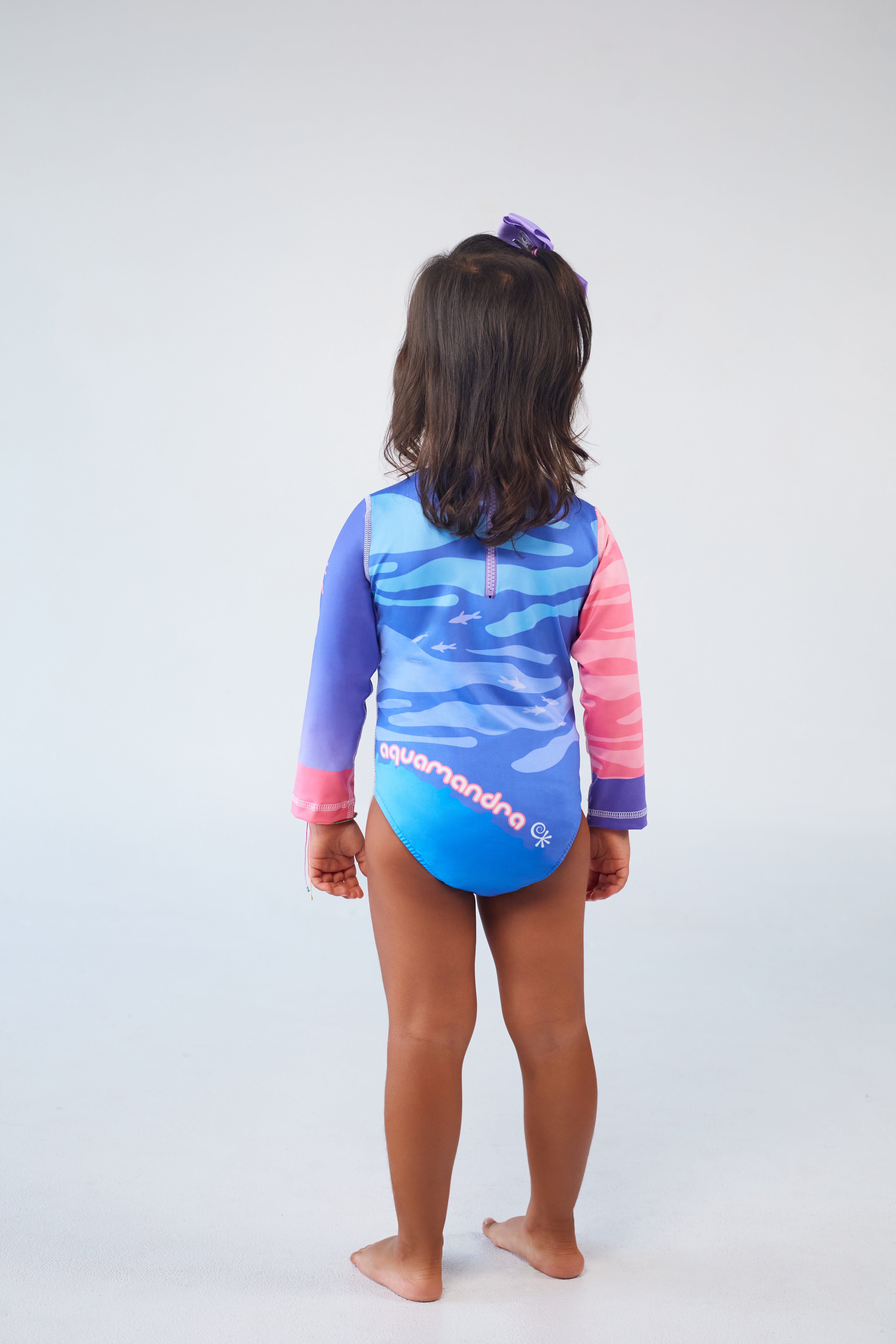 Traje de Baño Enterizo Niña Buceando – Lila/Rosa