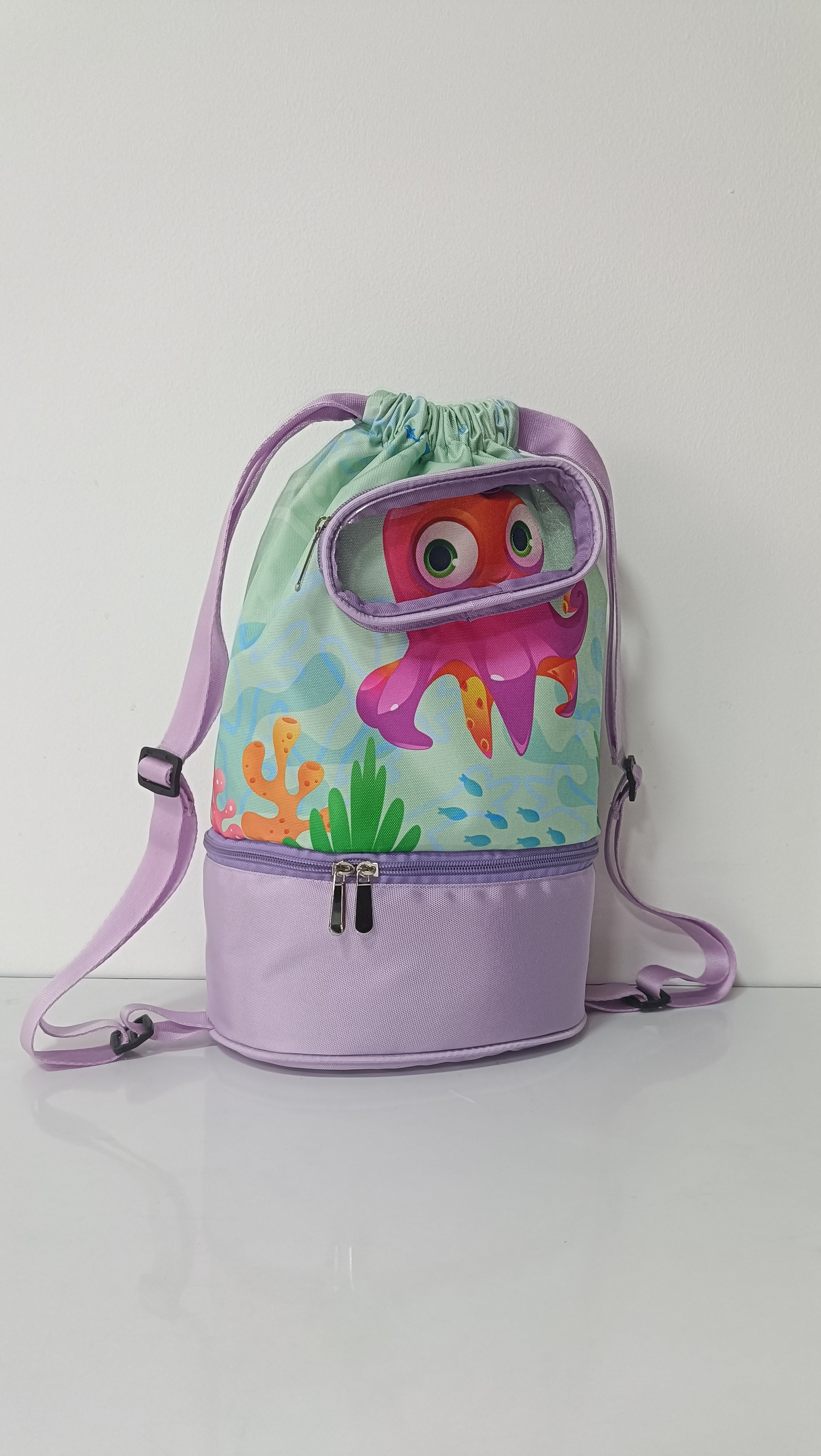 Morral Playero Infantil Impermeable 3 Secciones Lila