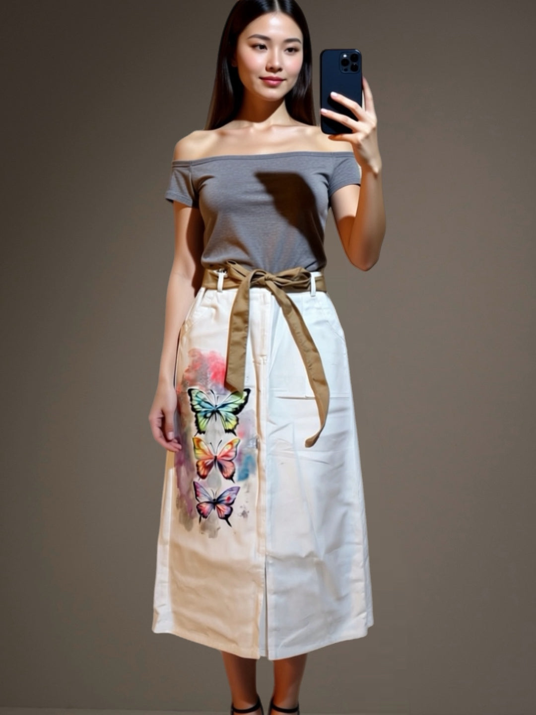 Falda Irregular ESTAMPADO A MANO Mariposa