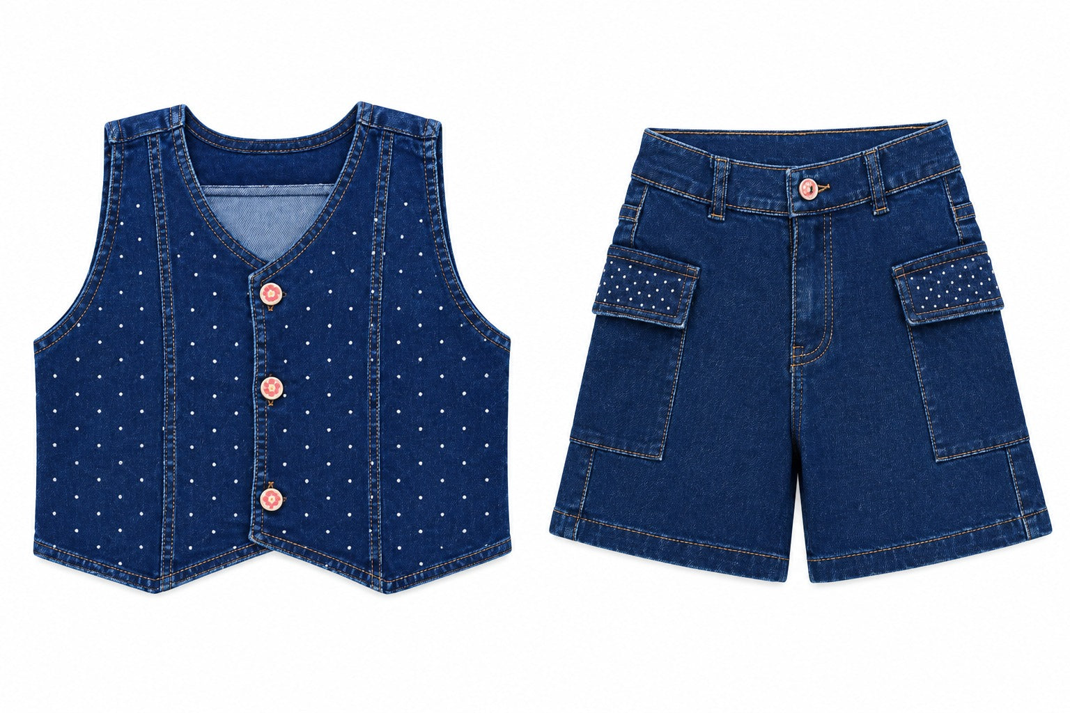 Conjunto Short Con Piedreria Niña 322560
