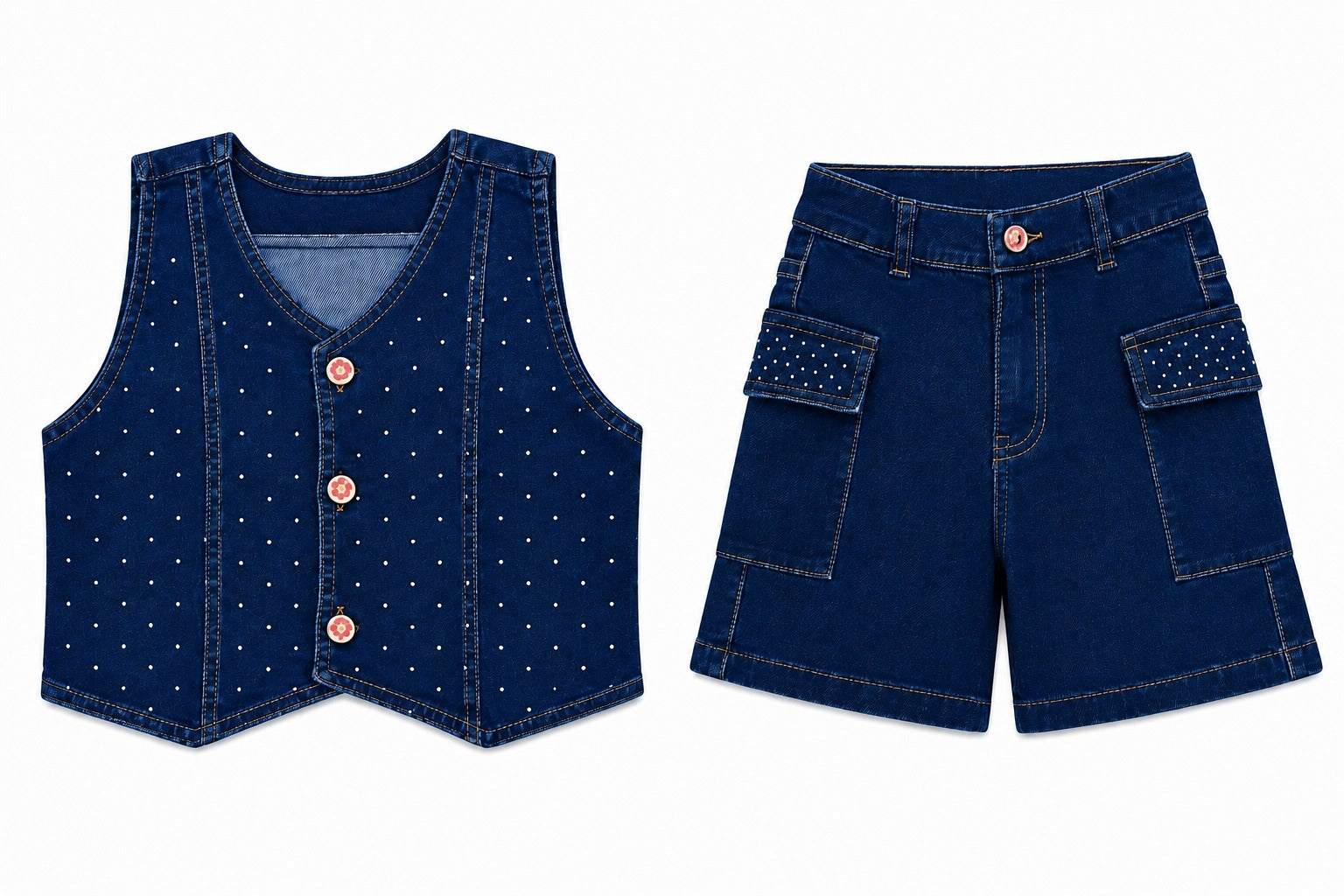 Conjunto Short Con Piedreria Niña 322560