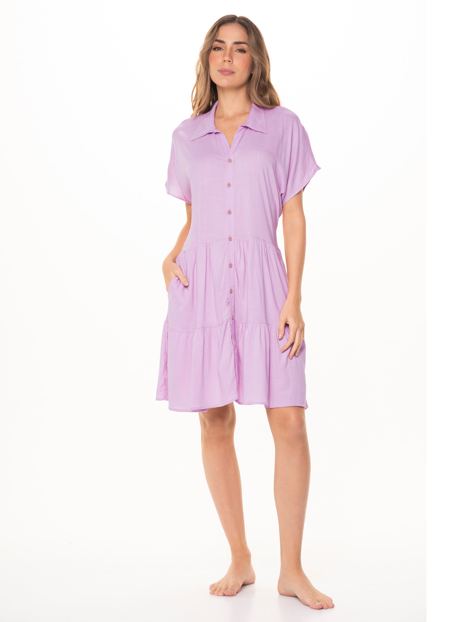 Vestido - Diseño Corto Negro y Lavanda