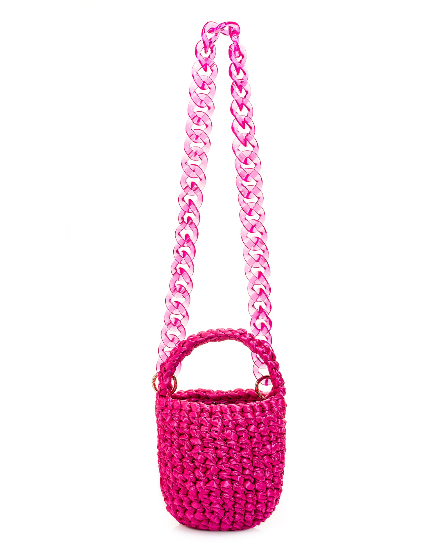 Bolso tejido con acabado - de color Fucsia elaborado en Cinta poliéster y metal de la marca LOLILU