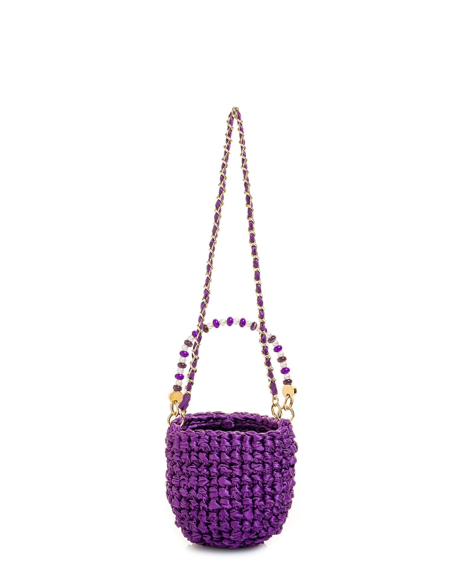 Bolso tejido con acabado - de color Morado elaborado en Cinta poliéster y metal de la marca LOLILU