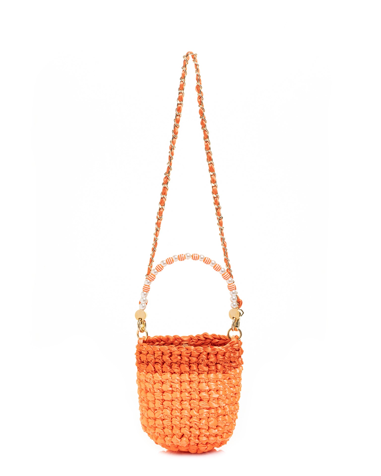 Bolso tejido con acabado - de color Naranja Bitono elaborado en Cinta poliéster y metal de la marca LOLILU