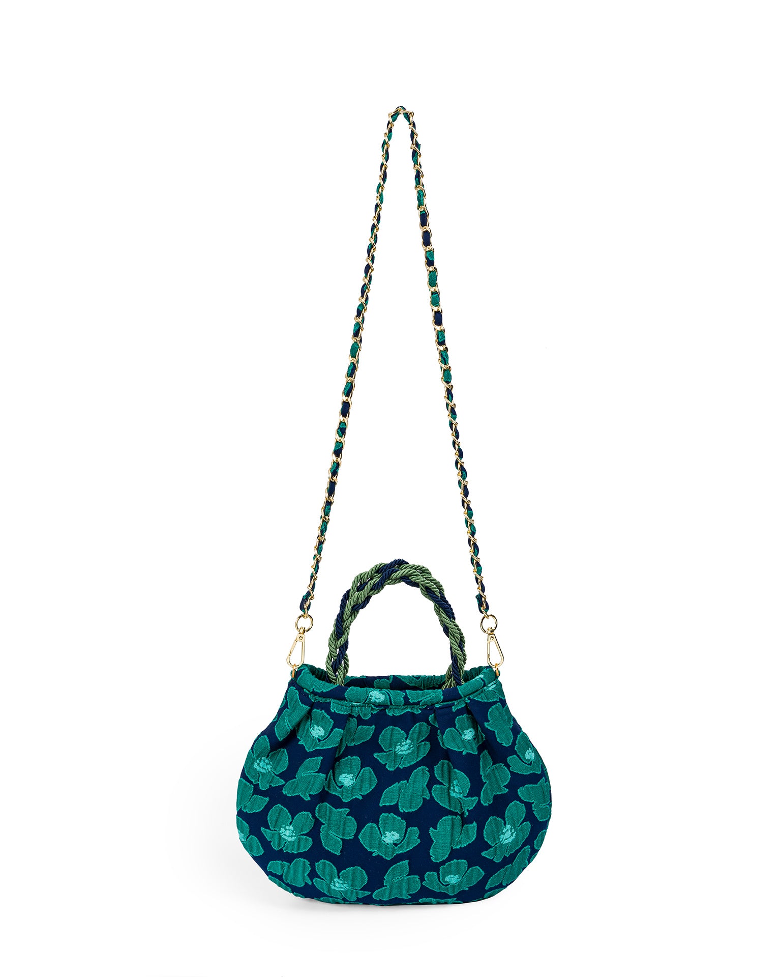 Bolso en brocados Italianos con acabado - de color Verde y azul elaborado en Textil brocado con seda de la marca LOLILU