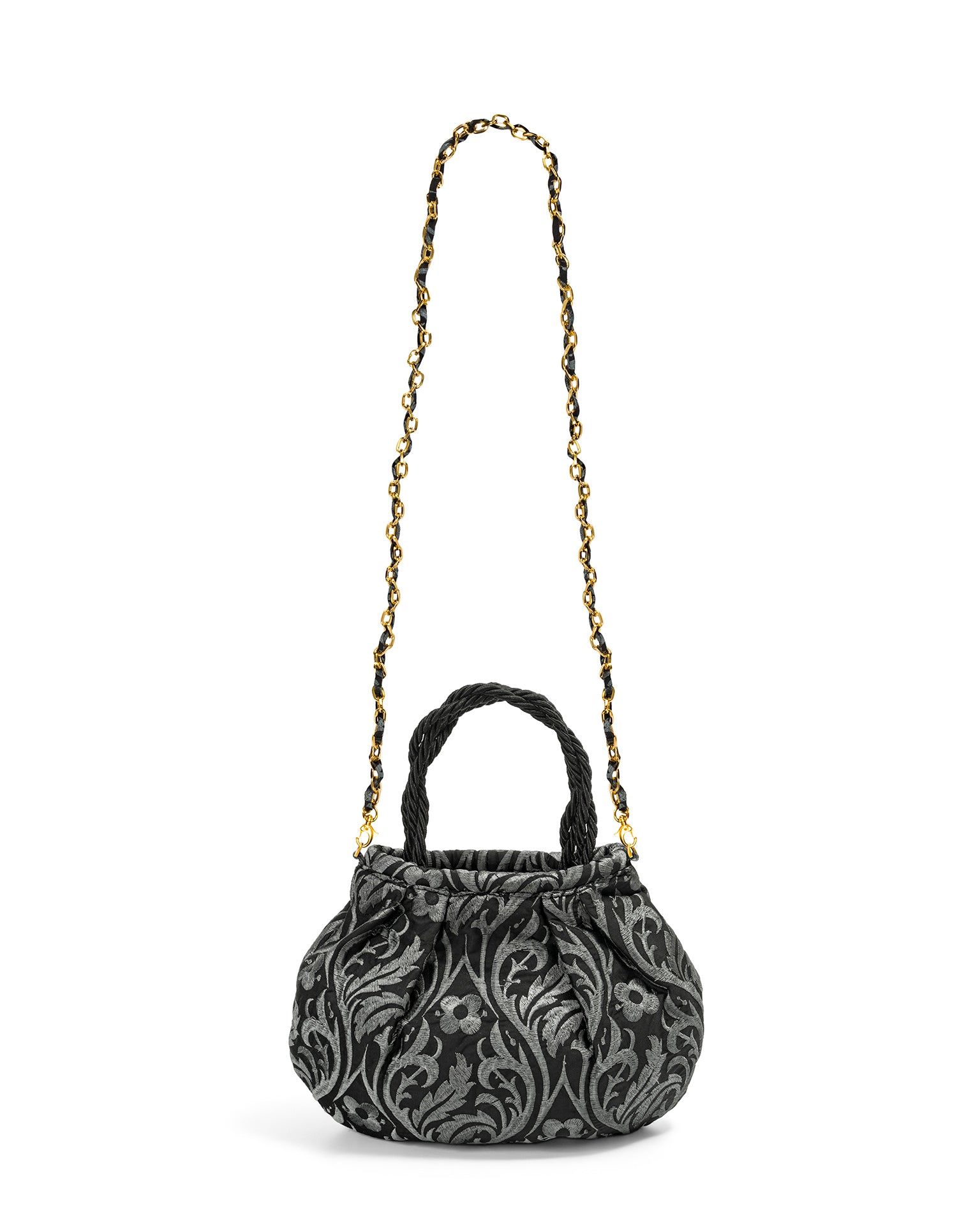 Bolso en brocados Italianos con acabado - de color Negro y gris elaborado en Textil brocado con seda de la marca LOLILU