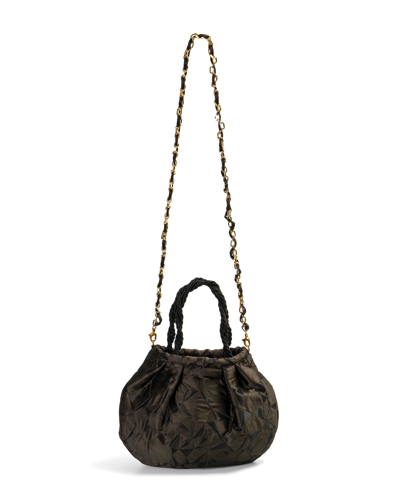 Bolso en brocados Italianos con acabado - de color Negro y verde militar elaborado en Textil brocado con seda de la marca LOLILU