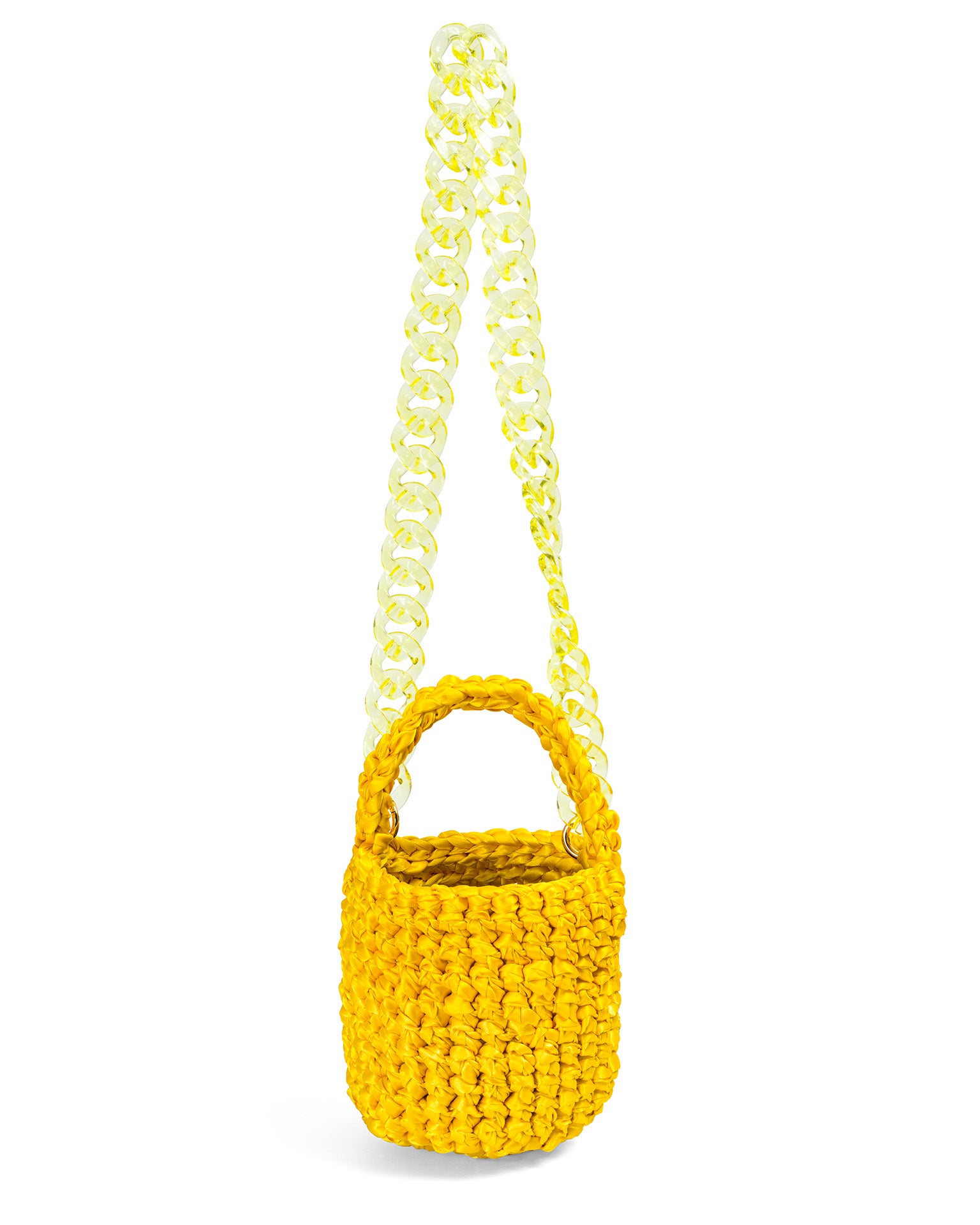 Bolso Tejido con acabado Tejido de color Amarillo Sol elaborado en Cinta Poliéster y Acrílico de la marca LOLILU