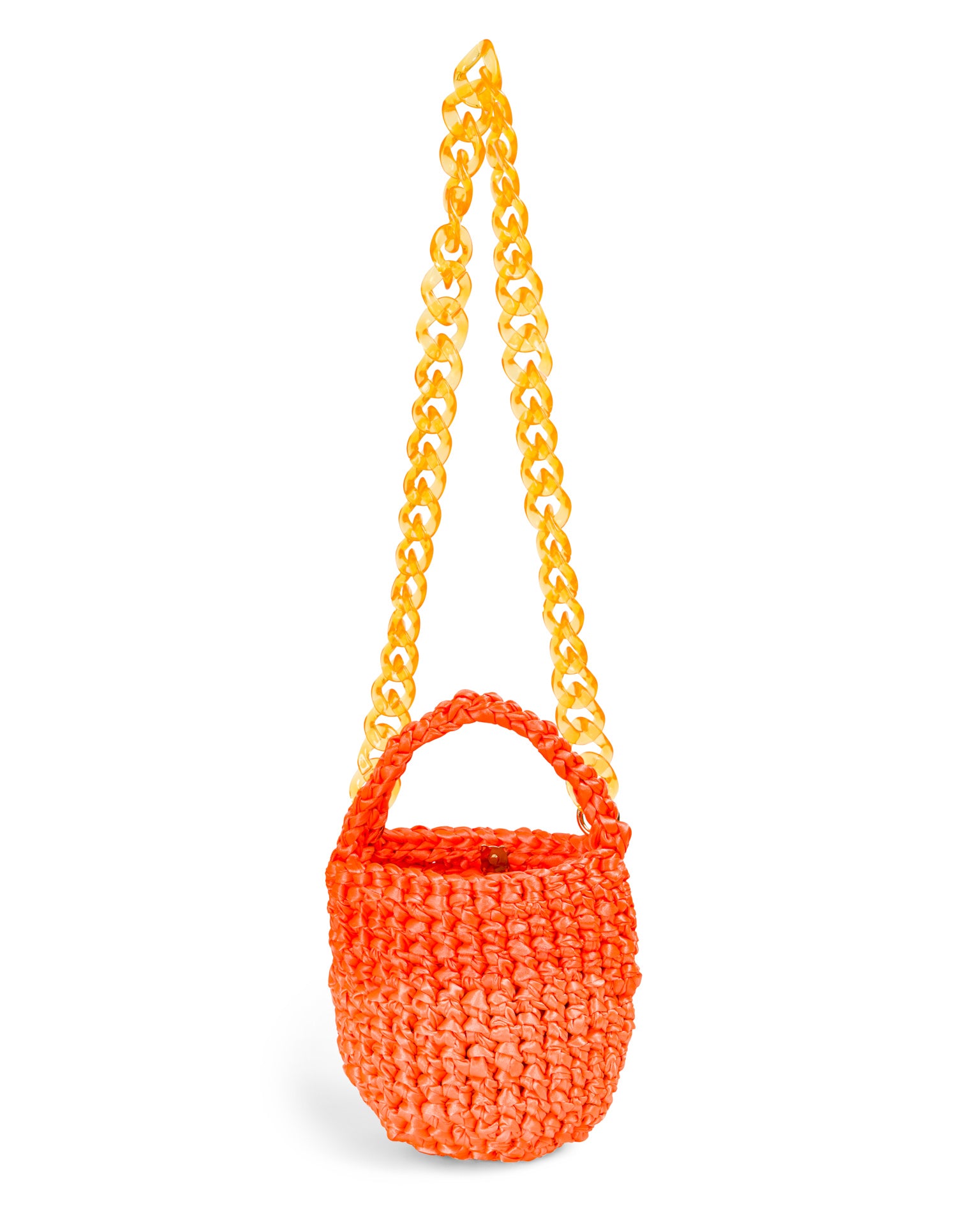 Bolso tejido con acabado - de color Zanahoria Neón elaborado en Cinta poliéster y metal de la marca LOLILU