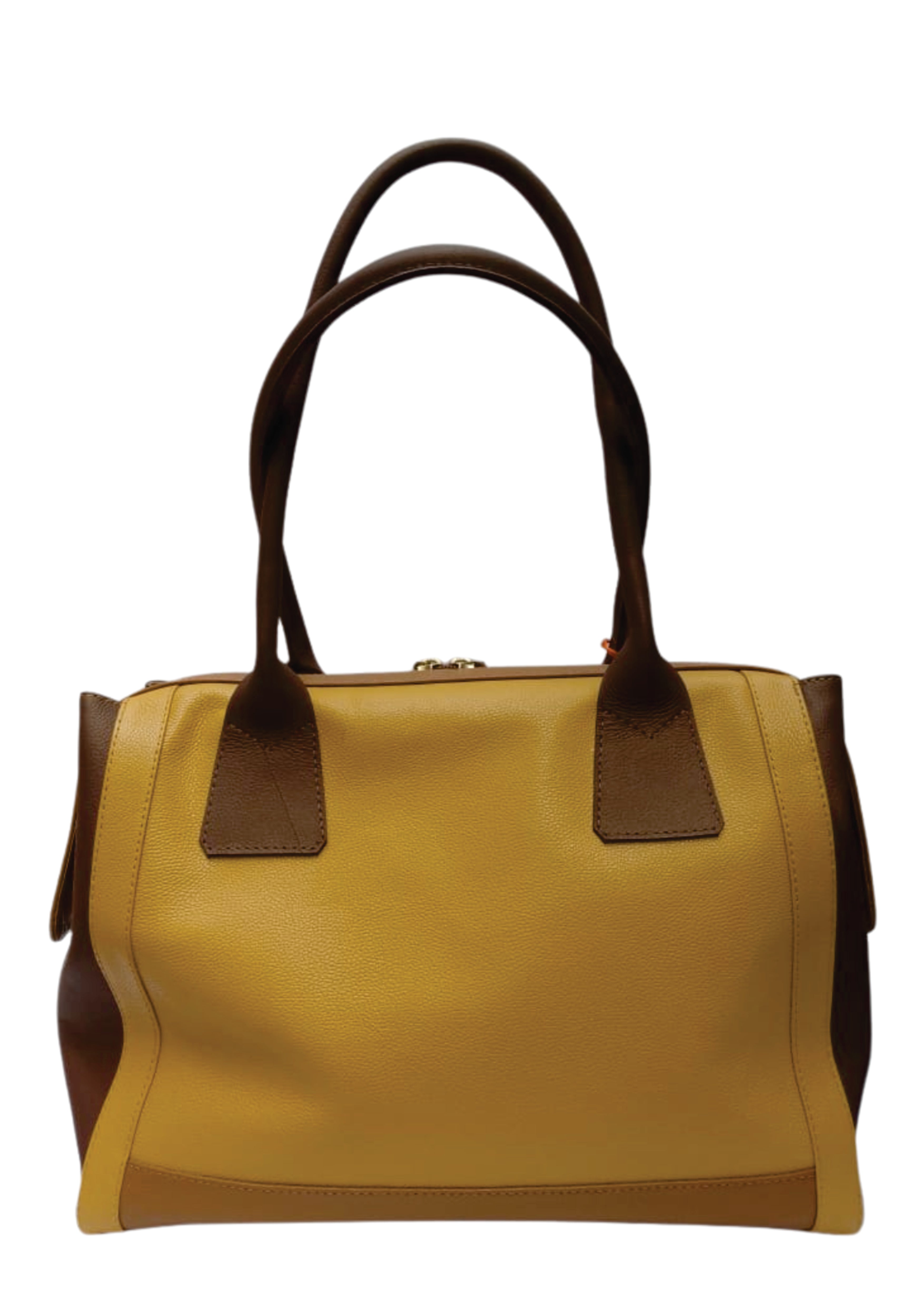 Bolso con acabado Fabricado de color Mostaza, café y miel elaborado en Cuero de la marca MANTARINI