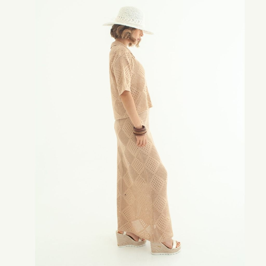 Vestido Colección Verano con diseño Set falda blusa elaborado en Hilo Acrílico de la marca PUNTO Y APARTE